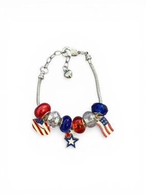 Patriotic Red, White & Blue European Charm Bracelet